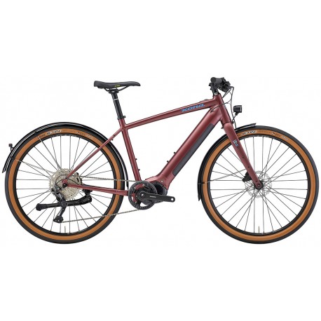 vue latérale vélo électrique urbain KONA Dew-E DL 2022 rouge métallique